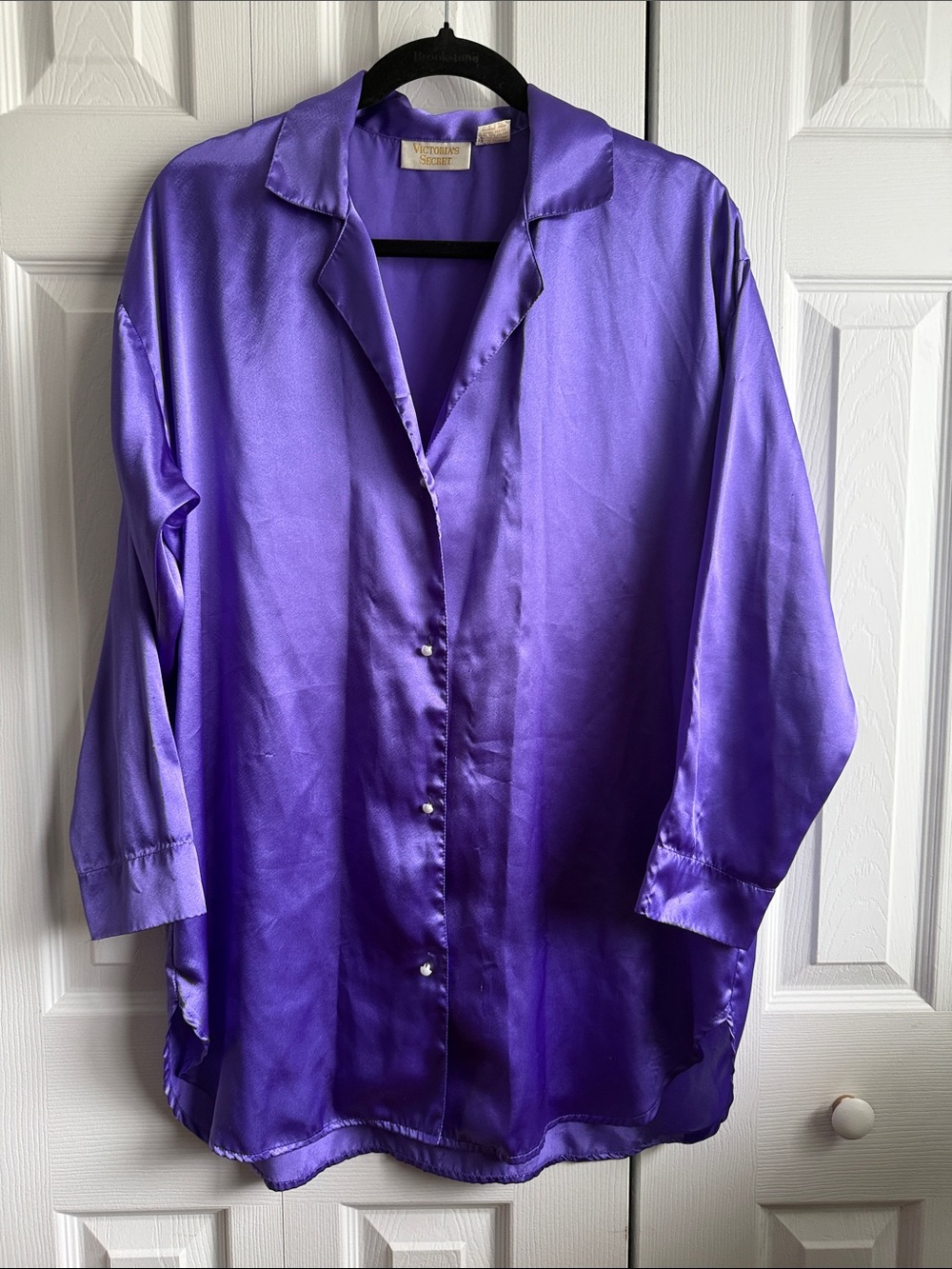 Vintage Victoria's Secret Gold Label Purple with Pearl Buttons Sleep Shirt S